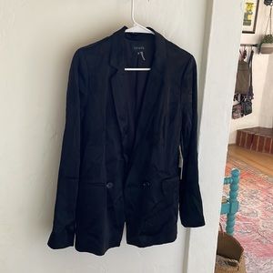 1 State Women's Black Floral Jacquard Satin Blazer Jacket Top 8